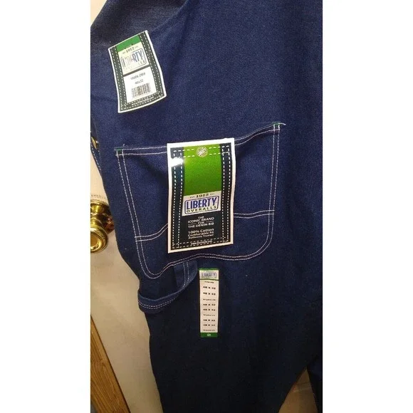 Liberty Men's Blue Jean Denim Bib Overalls Carpenter Farmer - 48"x32" NWT